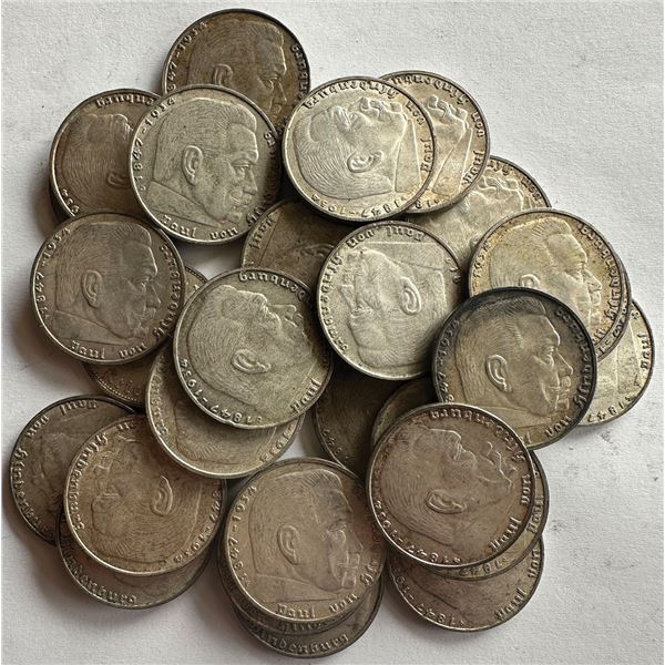 Germany. 2 Reichsmark Silver Group (30 Coins), 1939, Paul von Hindenburg Type.