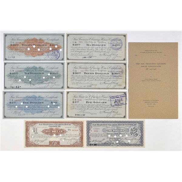 CA. San Francisco Clearing House Certificates and Reference Pamphlet, 1907 to 1908 Panic Currency Co
