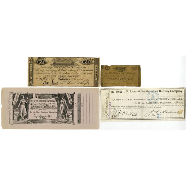 VT. NY. MO. Early Banking, Political, and Railroad Fiscal Group, 1814 to 1874.