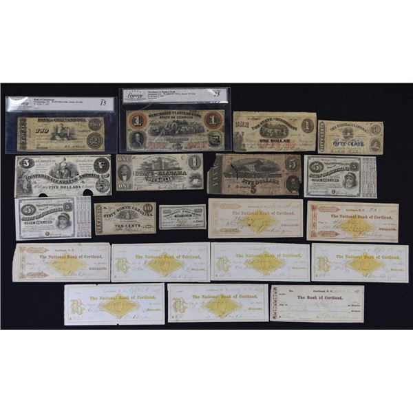 Southern & C.S.A. Issued Banknotes Assortment, ca.1859 to 1864,