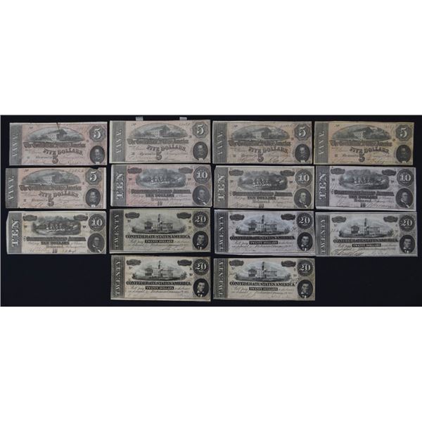 VA. C.S.A., 1864, Issued Banknote Assortment.