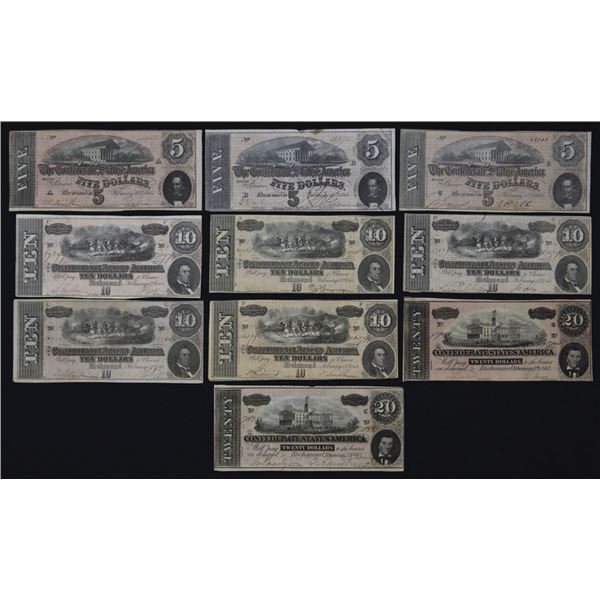 VA. C.S.A., 1864, Issued Banknote Assortment.