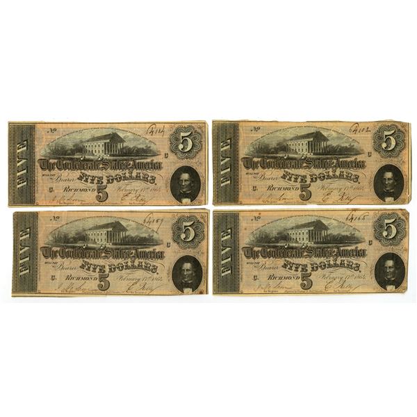 VA. C.S.A., 1864, Issued Banknote Quartet.