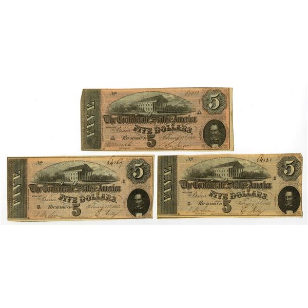 VA. C.S.A., 1864, Issued Banknote Trio.