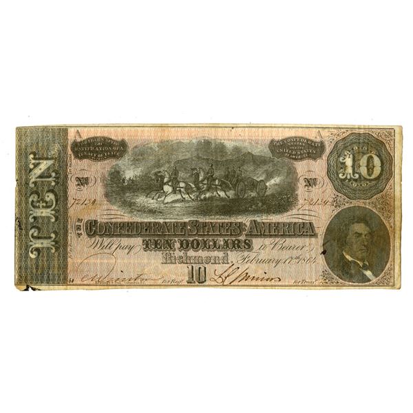 VA., C.S.A., 1864, $10, T-68, Issued Banknote.