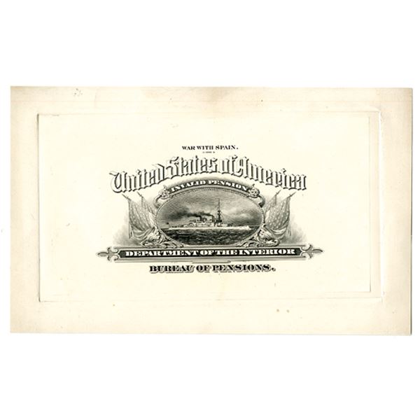 U.S.A., War with Spain, B.E.P. Printed  Invalid Pension - Department of the Interior, ca. 1898-1900 