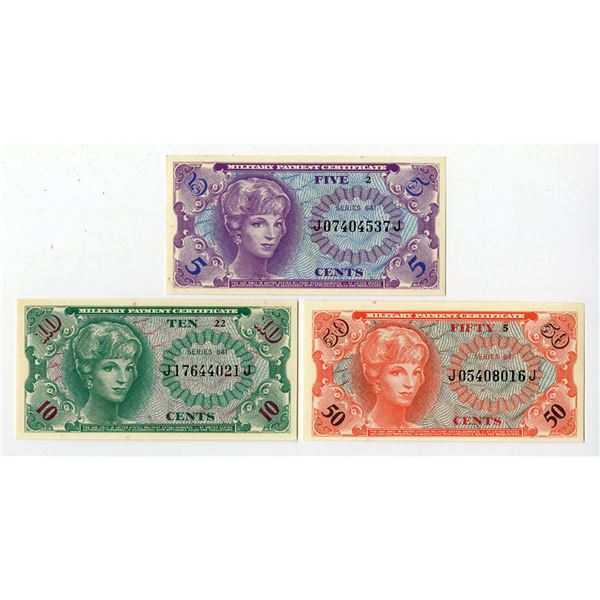 Military Payment Certificates, Series 641, ND (1965) Issued Banknote Trio.