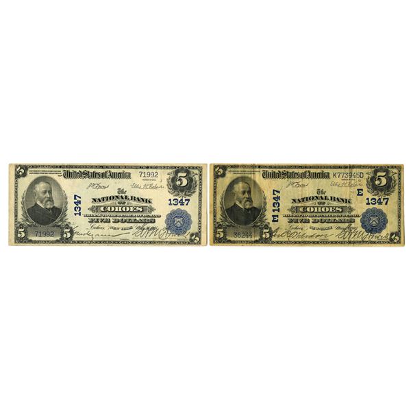 NY. National Bank of Cohoes, New York, $5, Series of 1902, Ch# 1347, Issued Banknote Pair.