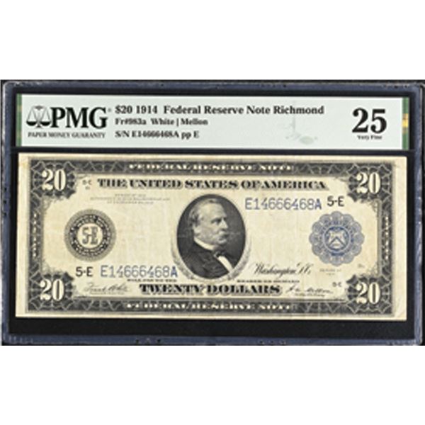 U.S., F.R.N., $20, Series of 1914, Fr.#983a, Issued Banknote.