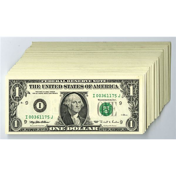 U.S., F.R.N., $1, Series 1995, Issued Banknote Group of 101 Notes