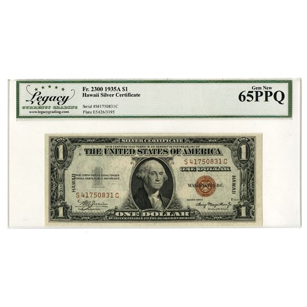 U.S. Silver Certificate, $1, 1935A Hawaii - WWII Emergency Issue, Fr#2300.