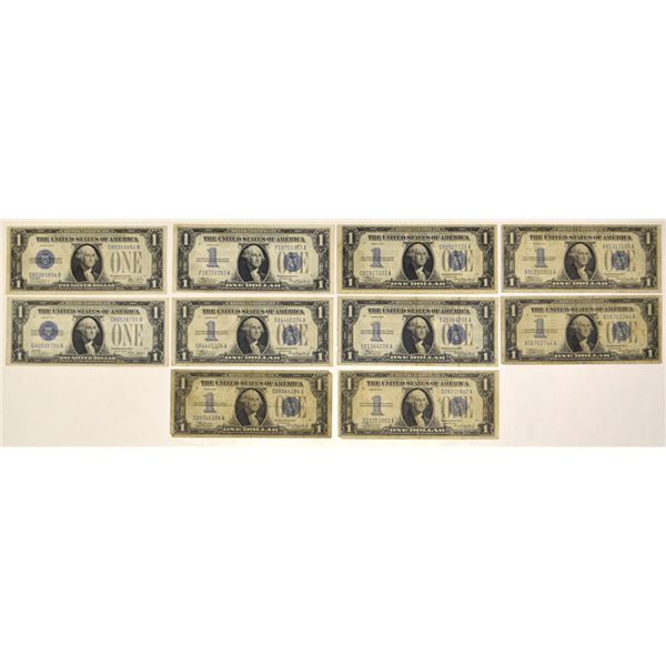 U.S. Silver Certificates, $1, Series of 1928A to Series of 1934, Issued Banknote Assortment.