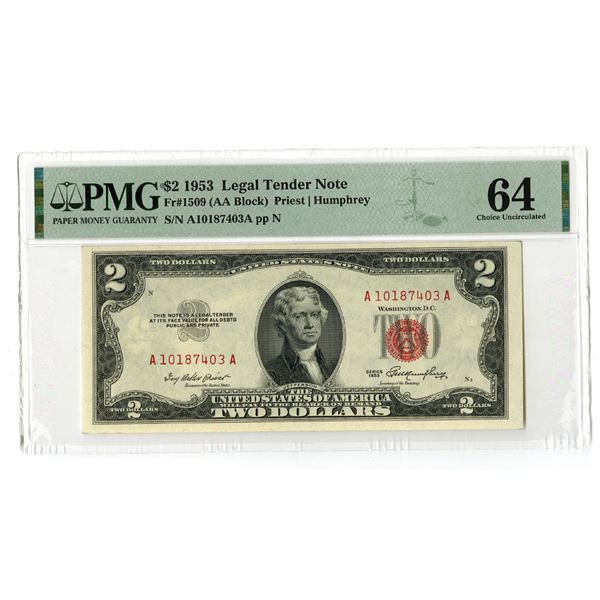 U.S. Legal Tender Note, $2, Series 1953, Fr.#1509, Issued Banknote.