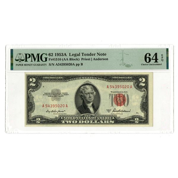 U.S. Legal Tender Note, $2, Series 1953A, Fr.#1510, Issued Banknote.