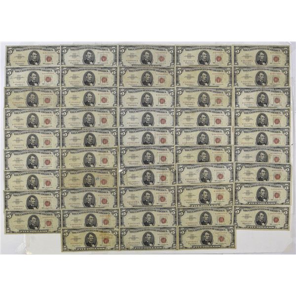 U.S. Legal Tender Notes, $5, Series 1963, Fr.#1536, Issued Banknote Assortment.