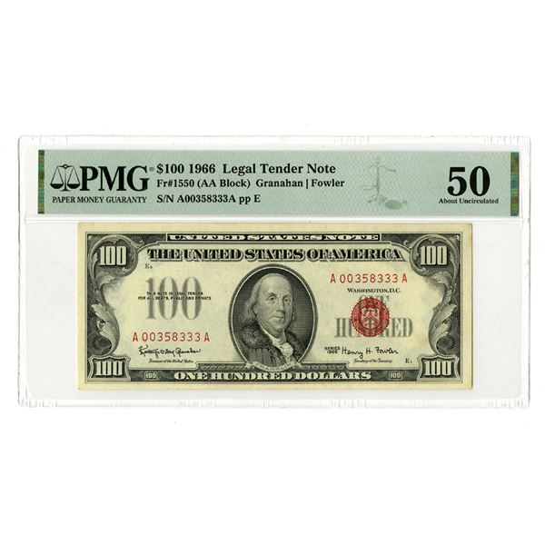 U.S. Legal Tender, Series of 1966, Fr#1550 (AA Block) Banknote.