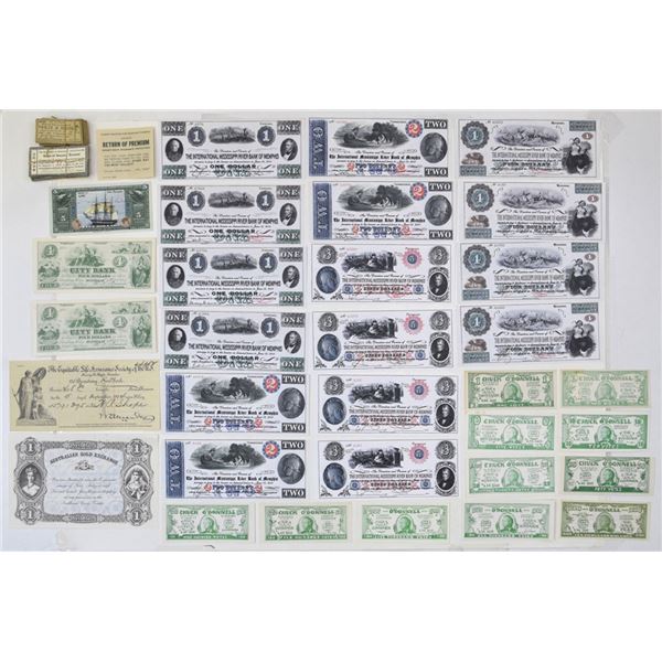 U.S. and Australia, ca. 1850s to 1970s, Obsolete Banknote Remainders, Advertising Notes, and Fantasy
