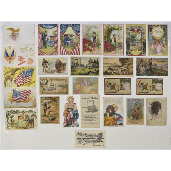 Post Cards & Trade Cards, Assortment, Washington's Birthday;  4th of July, & Patriotic Post Cards, c