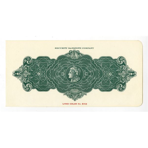 NY. Security Banknote Co. ND (ca.1900-1920s), Color Sample and Advertising Page.