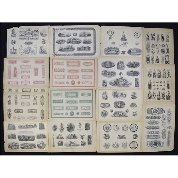 Lithograph Sample Vignette Sheets, ND (ca.1850s to 1870s)