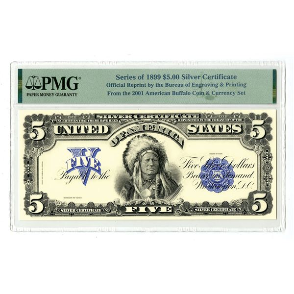 D.C., U.S. Silver Certificate, $5, Series of 1899, 2001 Official Intaglio Reprint Proof from B.E.P. 