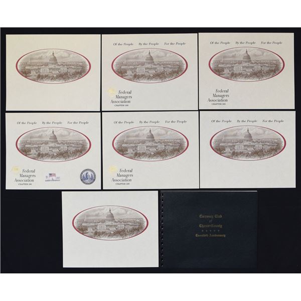DC. And Pennsylvania. Progress Proof Souvenir Card s by U.S. F.M.A. & the Numismatic Club of Chester
