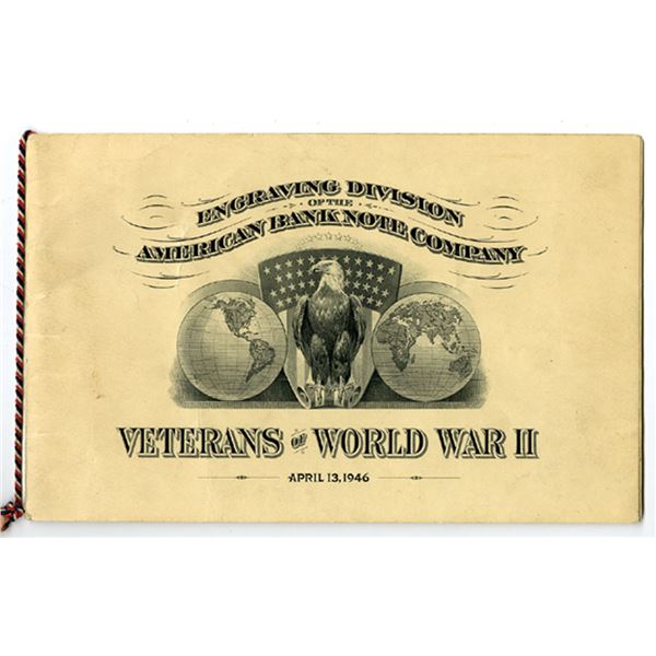 NY. Engraving Division of the American Bank Note Co., Veterans of World War II, 1946, Dinner Program