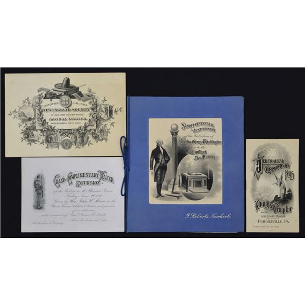 PA. NY., Fraternal & Patriotic Societies, 1856 to 1902, Programs and Souvenirs Engraved by Security 