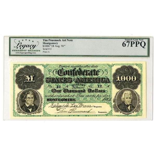 AL. Tim Prusmack, Confederate $1000 Limited Printing Artwork #11 out of 250.
