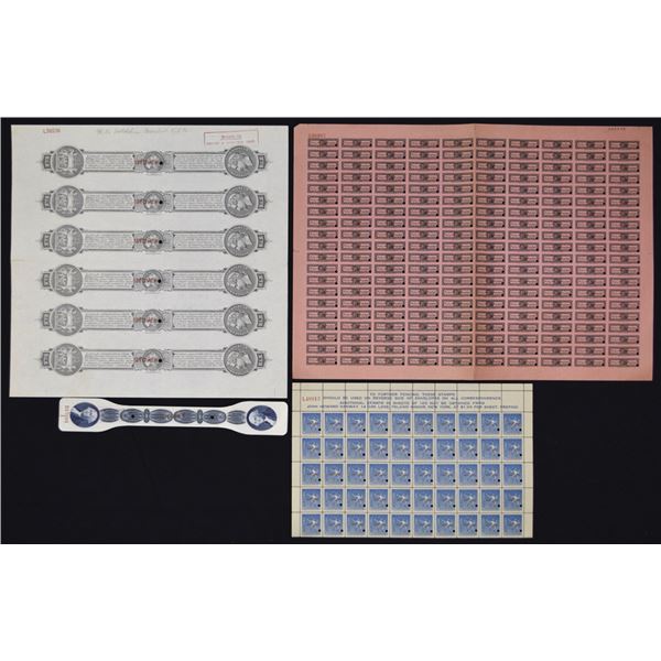 ABNC Specimen Stamps, Medicine &  Bottle Labels, and Sheet of Amateur Fencers Olympic Fund Labels, N