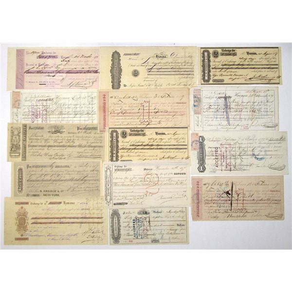 Cuba. Cuban Sugar Baron Collection of Bills of Exchange, ca.1870s.