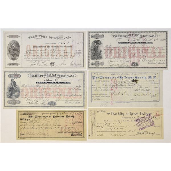 Montana Territory Warrant assortment, ca. 1871-1893.