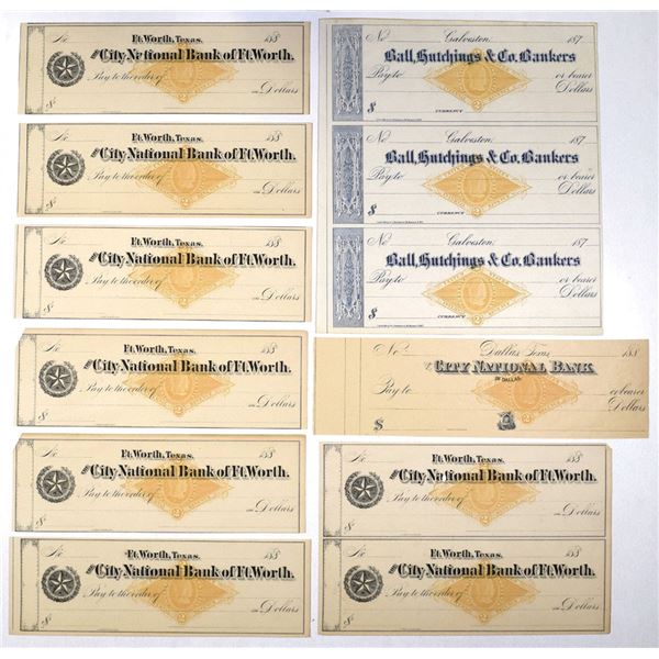 Dallas, Ft. Worth, and, Galveston, Texas.  RN-G1 Imprinted Revenue Checks, all U/U and in Mint condi