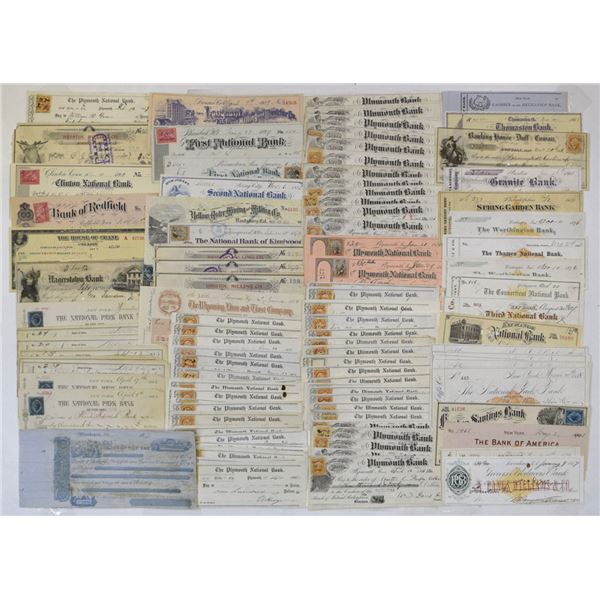 Bank Drafts and Check Assortment, ca.1860s to 1920s.