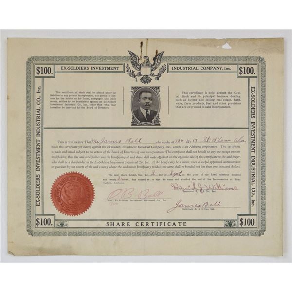 Ex-Soldiers Investment Industrial Co., Inc. 1927 I/U Share Certificate
