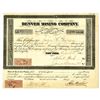 Image 1 : CO. Denver Mining Co., 1864, I/U Stock Certificate Signed by Union Army Colonel Hobart Ford.