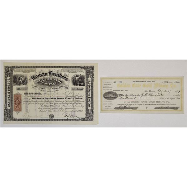 Dakota & Nevada Territories, 1865 and 1879, I/U Stock Pair.
