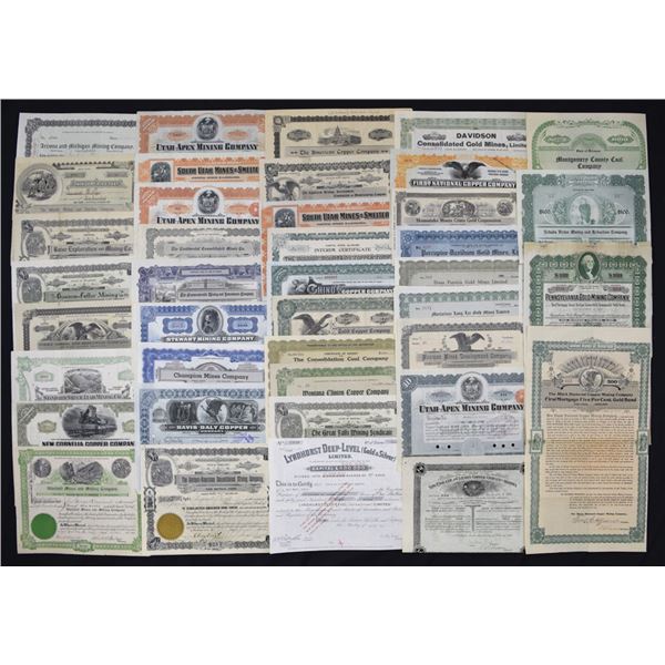 U.S., Canada, & Mexico Mining Bonds & Shares, ca.1896 to 1940s, Mainly I/U Stocks and Bonds.