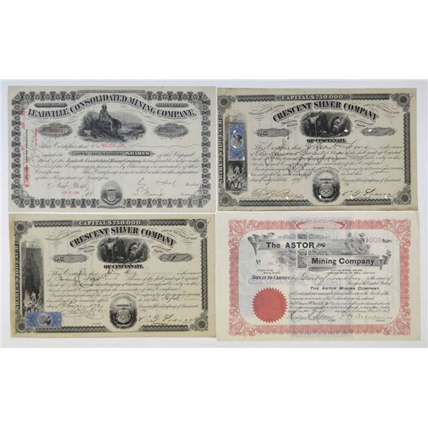 Colorado Mining Company Stock Certificate Quartet, 1871 to 1901