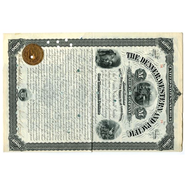 CO. Denver, Western and Pacific Railway Co., 1881, I/C Bond.