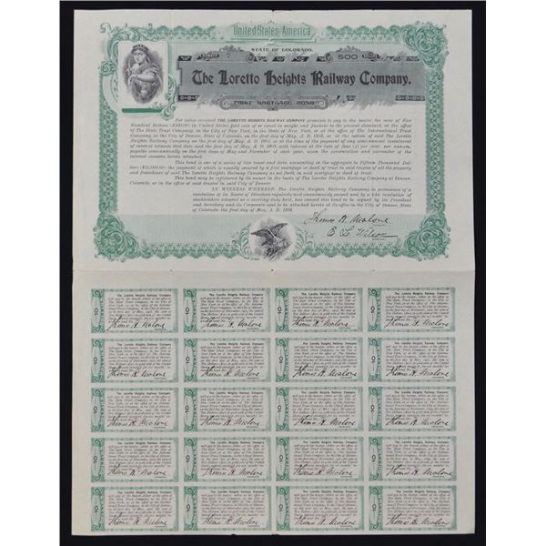 CO. Loretto Heights Railway Co., 1898, I/U Bond.