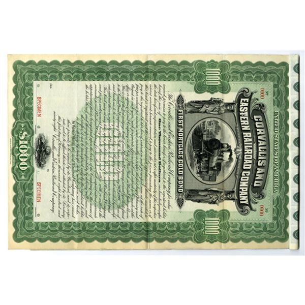 OR. Corvallis and Eastern Railroad Co., 1898 Specimen Bond.