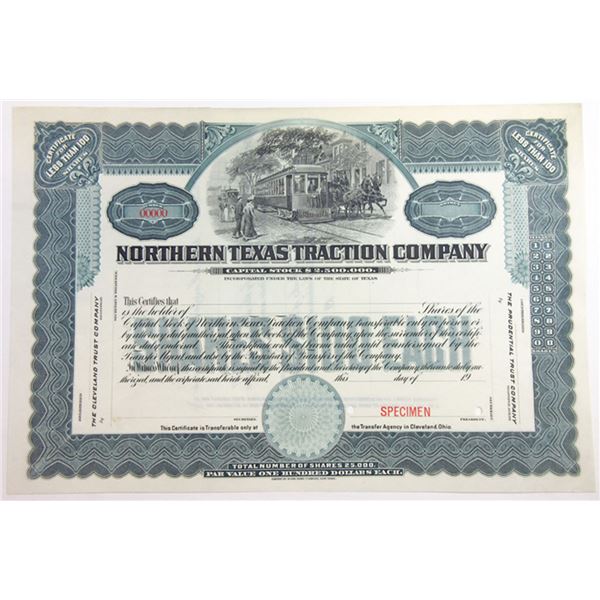 TX. Northern Texas Traction Co., ca.1900-1920 Specimen Stock Certificate
