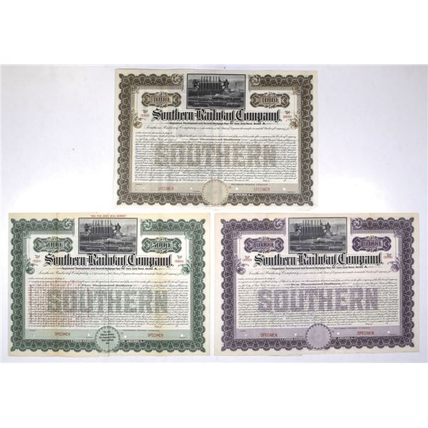 VA. Southern Railway Co., 1906, Registered Specimen Bond Trio.