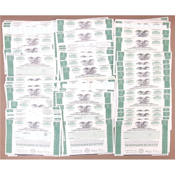 NY. United States Banknote Corp., 1990 to 1992, Lot of 370+ Issued Stock Certificates
