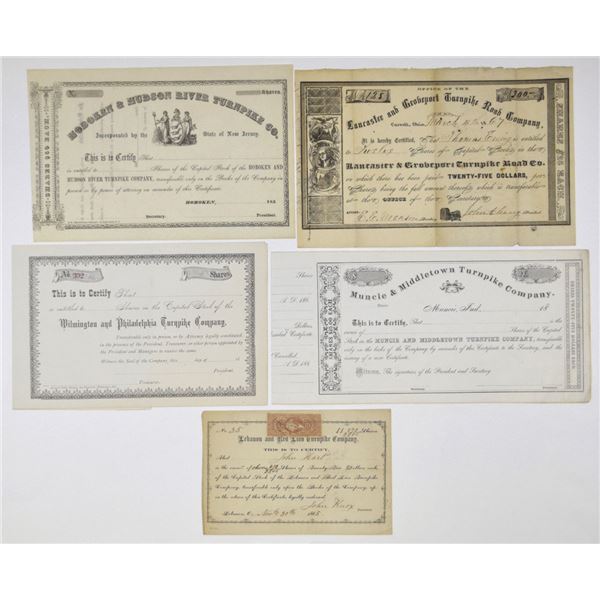 Early Turnpike Road Stock Certificates, ND (1850s) to 1867.