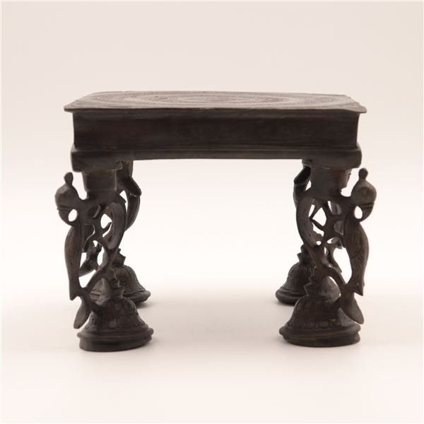 Indian Cast-Brass Peacock-Leg Ritual Stand / Low Table