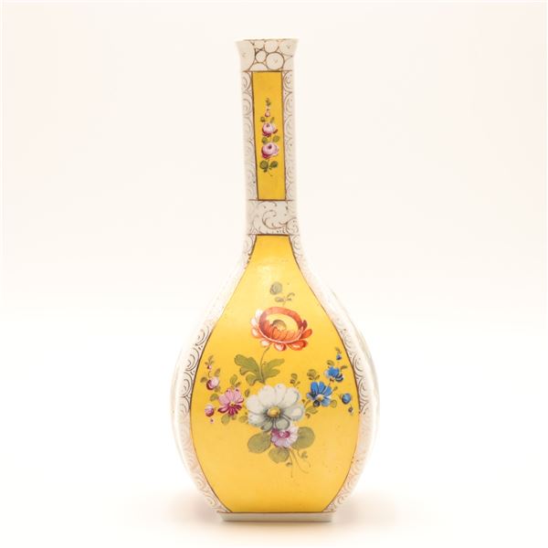 Continental Hand-Painted Yellow-Ground Scenic Vase