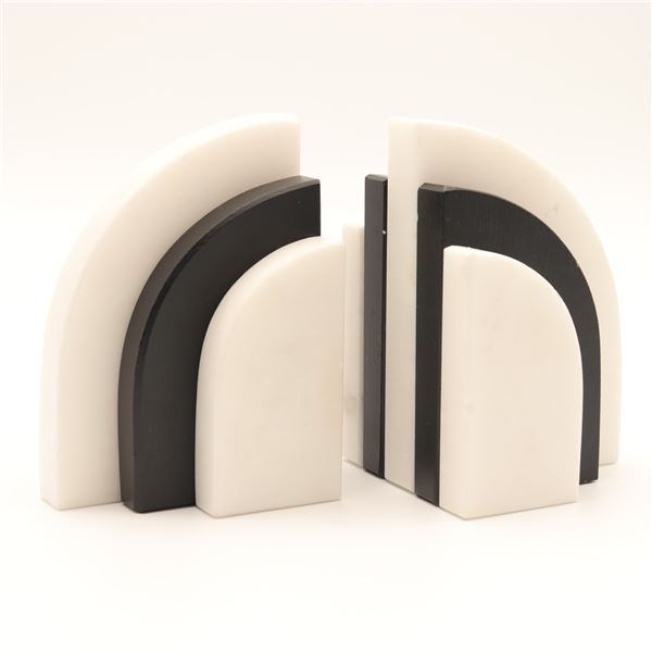 Pair of Black and White Modernist Bookends
