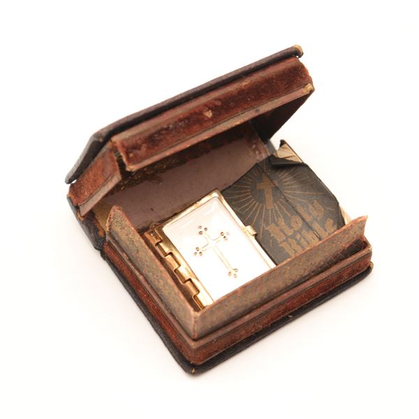 Two Miniature Holy Bibles, One in Book-Form Case